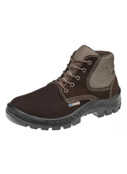 BOTA COM CADARÇO BICO PLÁSTICO COURO NOBUCK CAFÉ TREKKING - MARLUVAS -CA: 45611 Tamanho:45