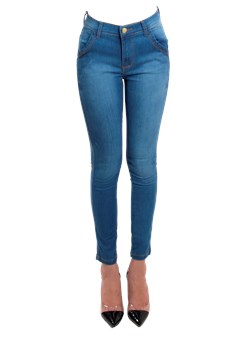 Calça Jeans Skinny com Bolso Feminina Azul Claro