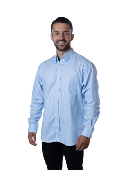 Camisa Cannes Manga Longa Azul Plácido