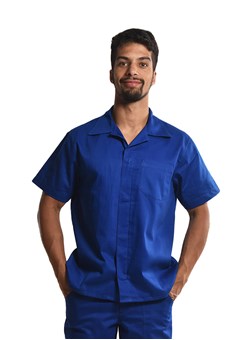 Camisa Profissional Mangas Curtas C/Botões Azul Royal