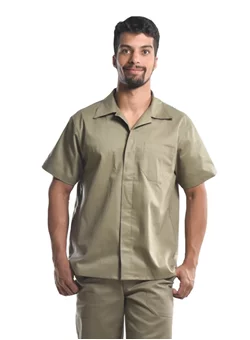 Camisa Profissional Mangas Curtas C/Botões Caqui