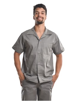 Camisa Profissional Mangas Curtas C/Botões Cinza