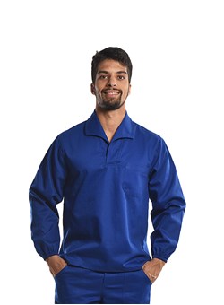 Camisa Profissional Mangas Longas Gola Italiana C/Elástico Nos Punhos Azul Royal