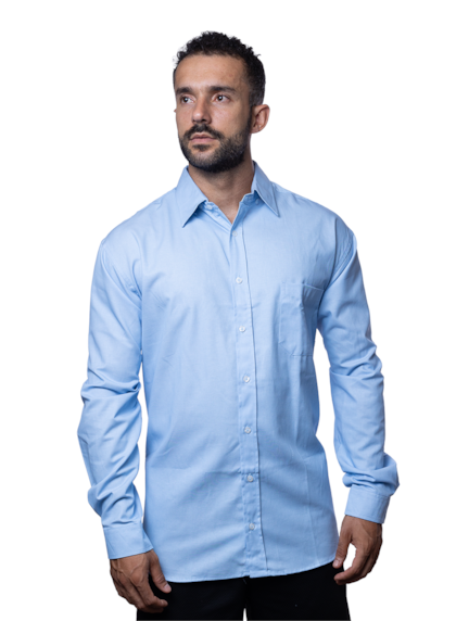 Camisa Social Unioffice Manga Longa Azul