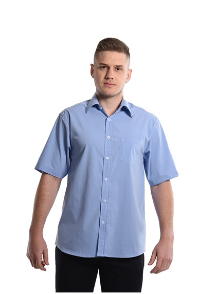 Camisa Tricoline Manga Curta Azul Plácido - Camisas Sociais - Fardas  Express Uniformes Profissionais