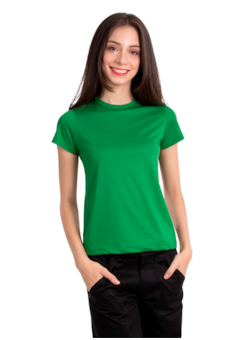 Camiseta Malha Fria Baby Look Gola Redonda Verde Bandeira