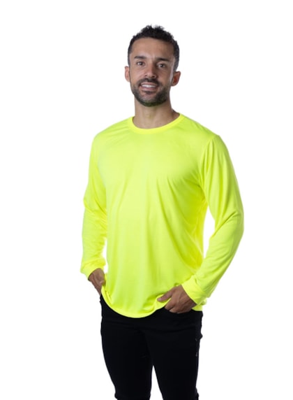 Camiseta Malha Fria Manga Longa Amarelo