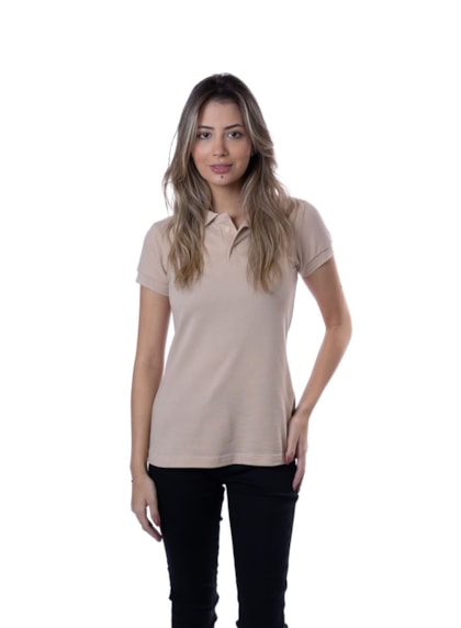 Camiseta Polo Baby-Look Areia