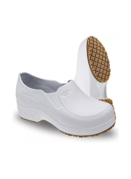 SAPATO EVA ANTI-DERRAPANTE BRANCO S/ BICO LISO FLEX CLEAN (SOLADO CAQUI) - CA: 39213